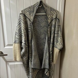 Chevron Patterned Open Front Sweater